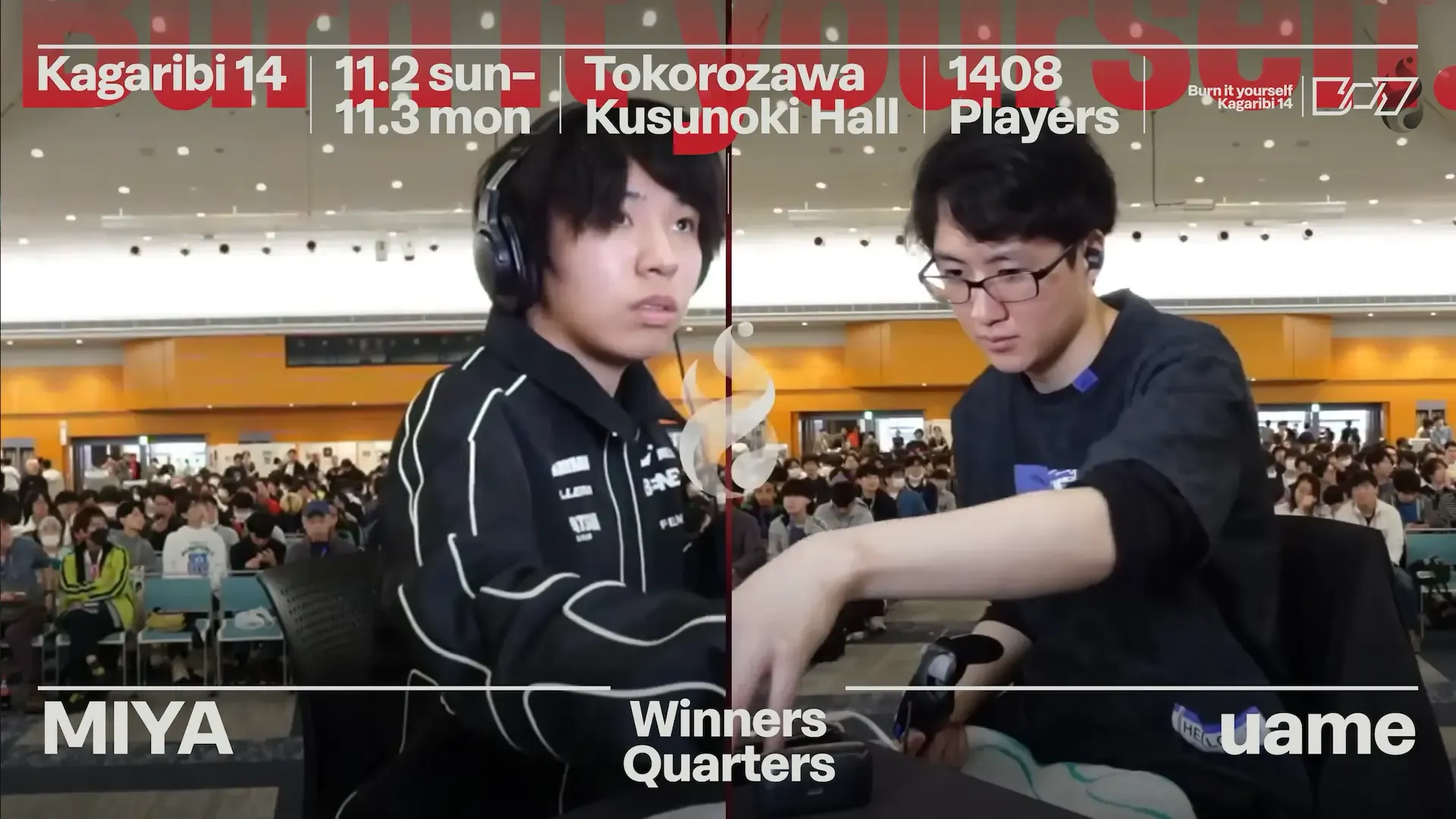 試合の動画化のTop8以前のレイアウト。配信のクリップを使っている